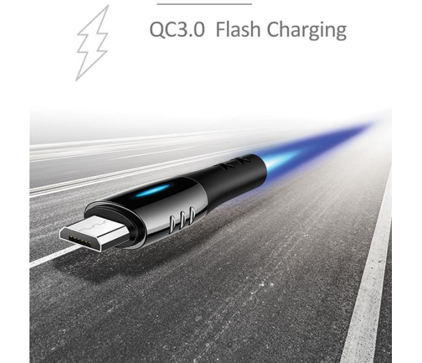 USAMS Kabel pleciony microUSB 1,2m Power-off 2A czarny - 1569061 - zdjęcie 5